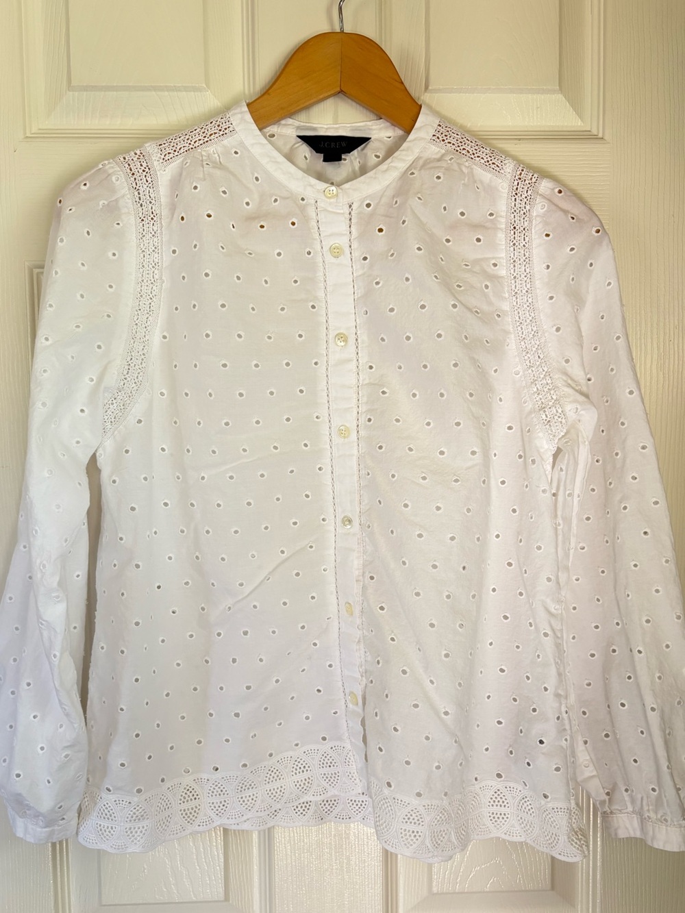 J. Crew White Eyelet Button-Down Shirt